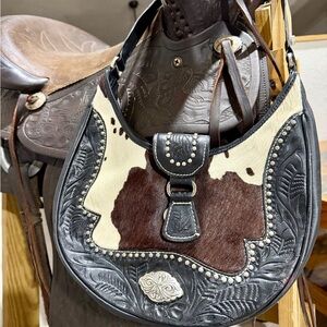 American West Black and Brown Leather Shoulder Bag
